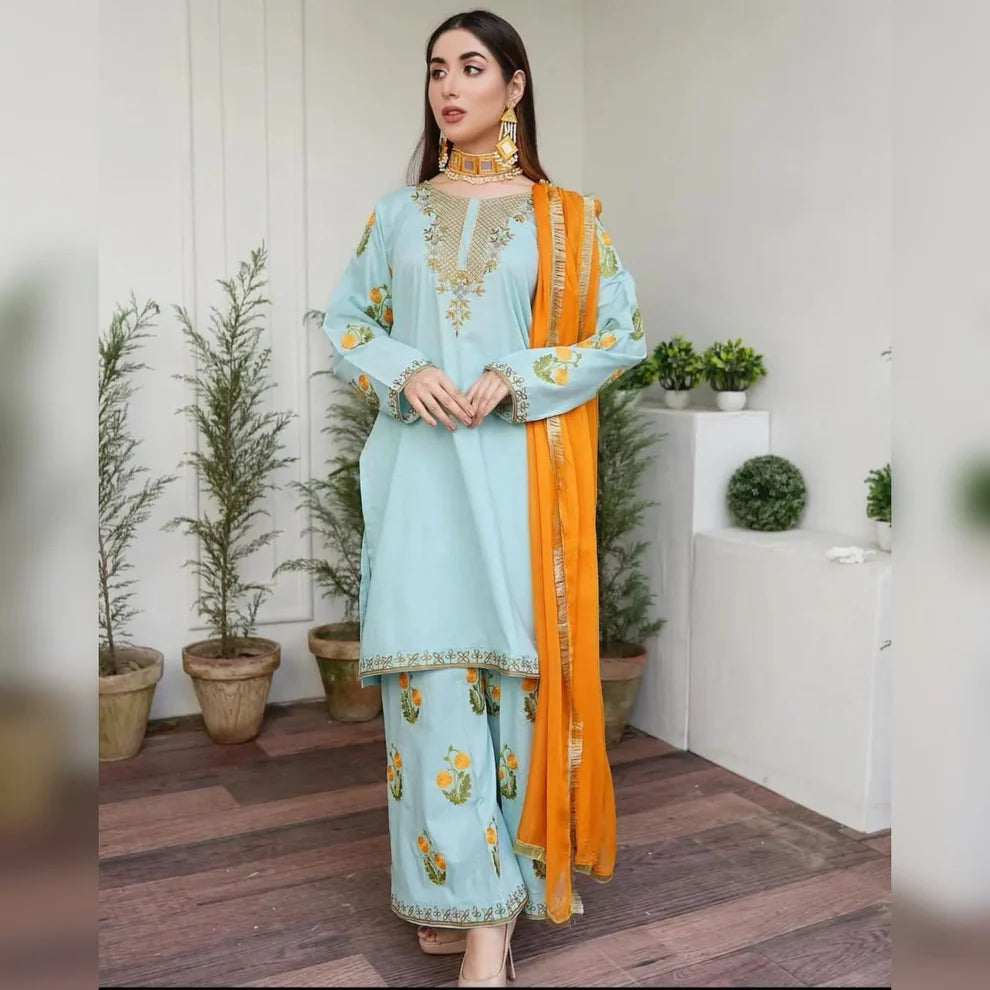 Feroza Embroidery Three Piece