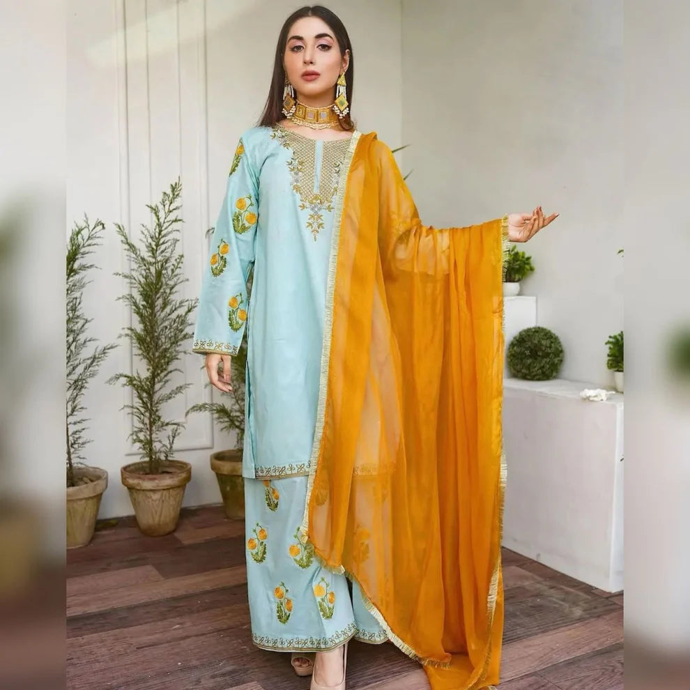 Feroza Embroidery Three Piece