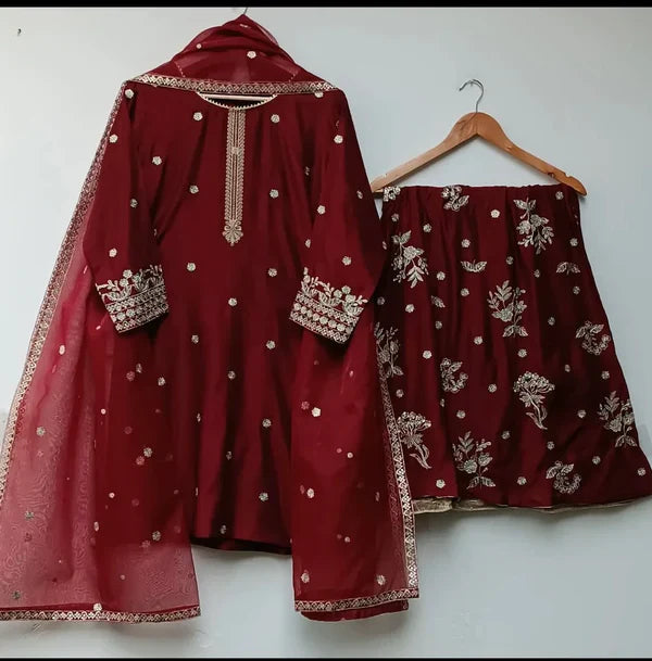 Afrooz Embroidery Three Piece